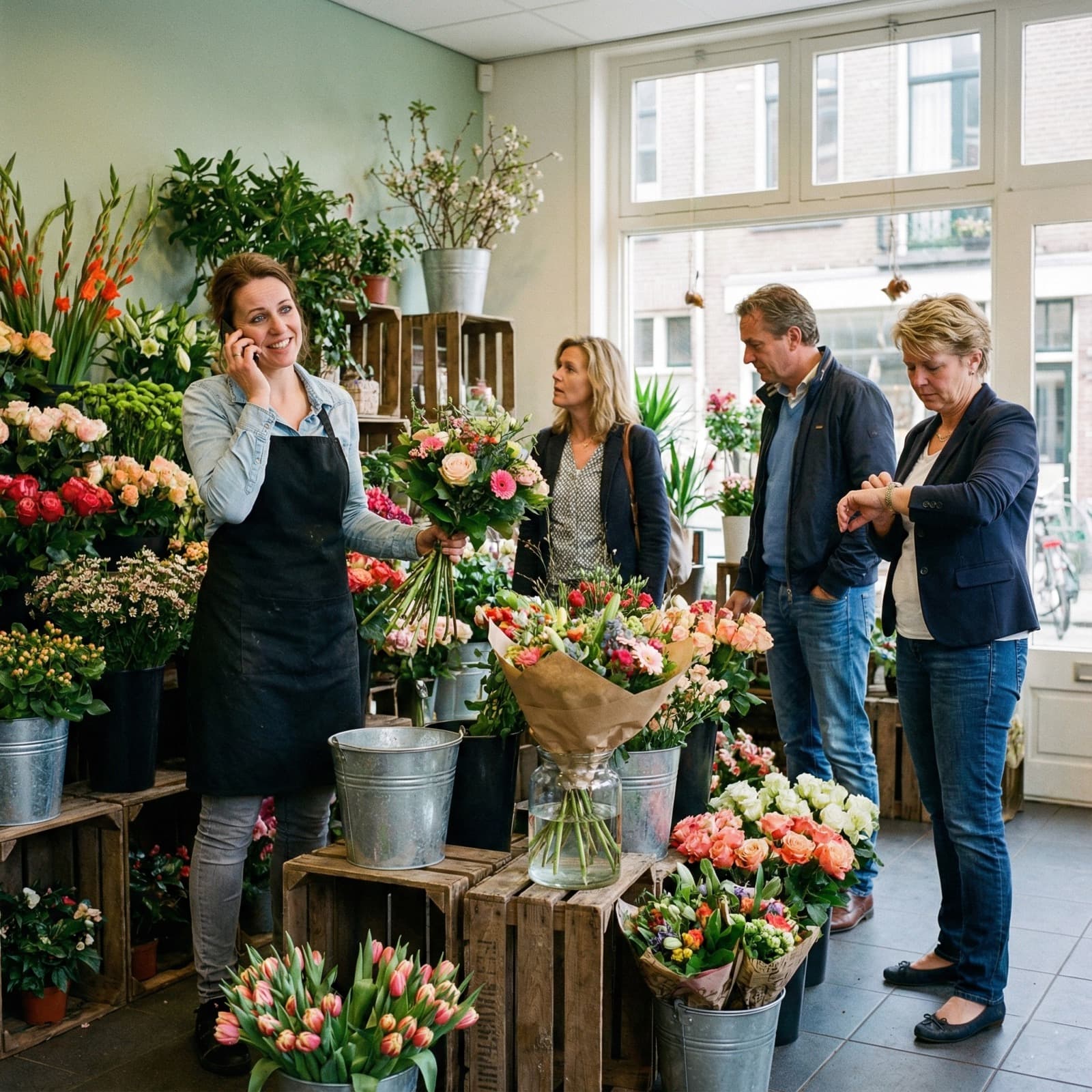 Klant belt terwijl de virtuele Birdy AI telefonist klaarstaat